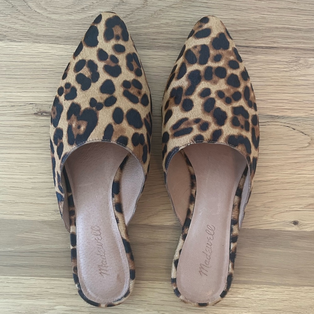 Madewell Remi Mule in Leopard Calf Hair - Size 9